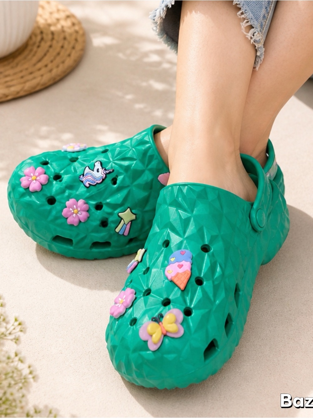 Sz 10 Fairy Cosplay Wild Diva Darby Green Clog Slide Sandals